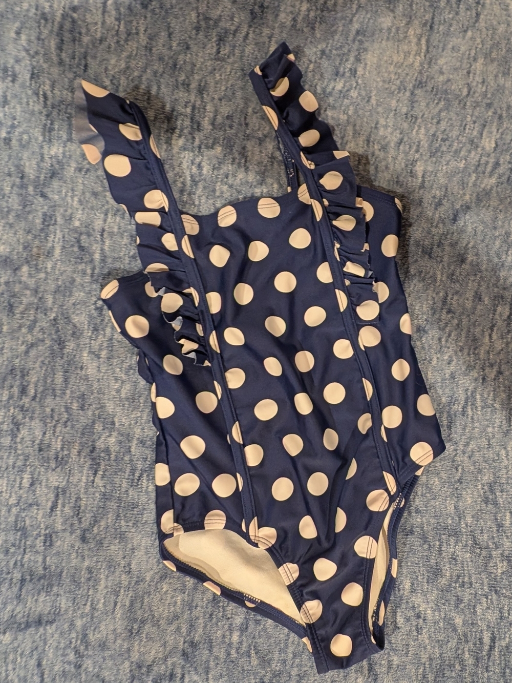 Cat & Jack 6/6X Navy and White Polka Dot One-Piece Swimsuit